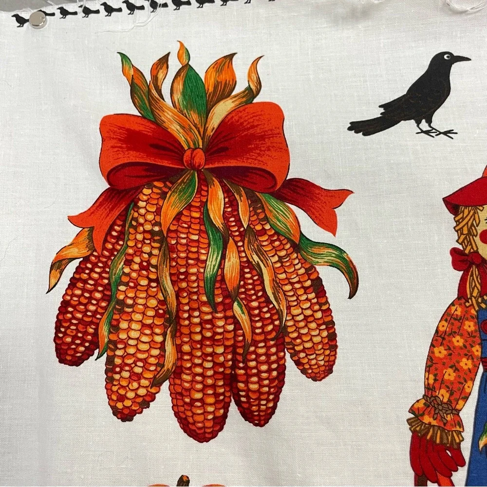 Vintage Autumn Applique No-Sew Crafting Fabric Panel Halloween Thanksgiving #K31